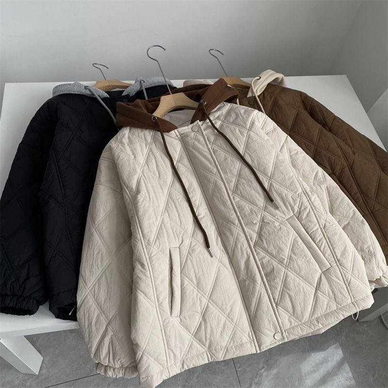 Hooded Quilted Zip Jacket Product Image