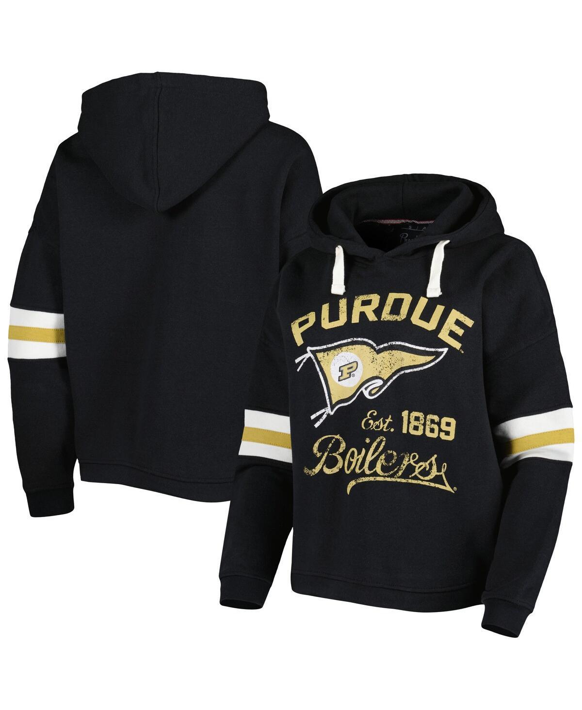 Women's Pressbox Black Purdue Boilermakers Super Pennant Pullover Hoodie, Size: Medium Product Image