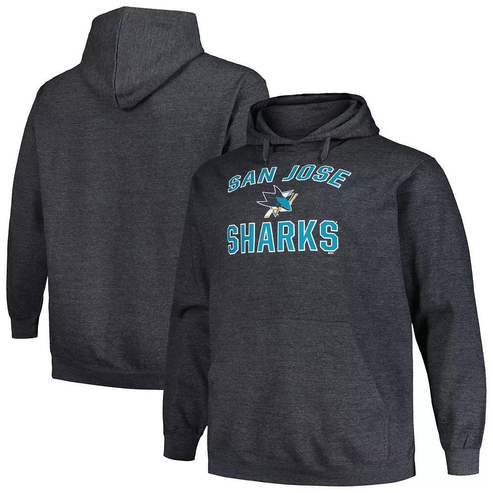 Men's Profile Heather Charcoal San Jose Sharks Big & Tall Arch Over Logo Pullover Hoodie, Size: 2XLT, Sks Charco Product Image