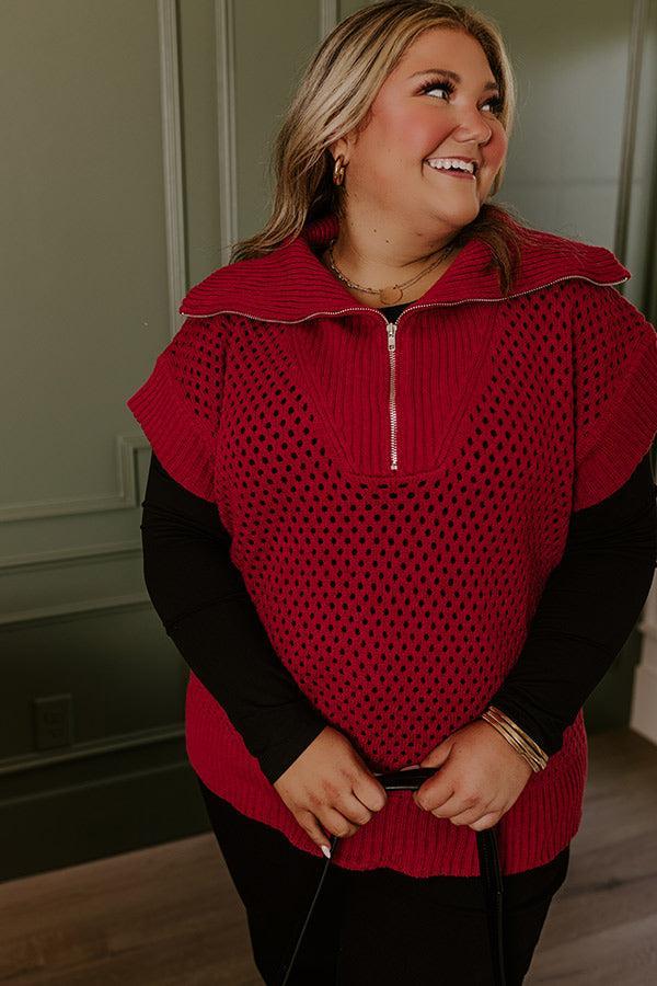 Cozy Lifestyle Knit Top in Red Curves Product Image