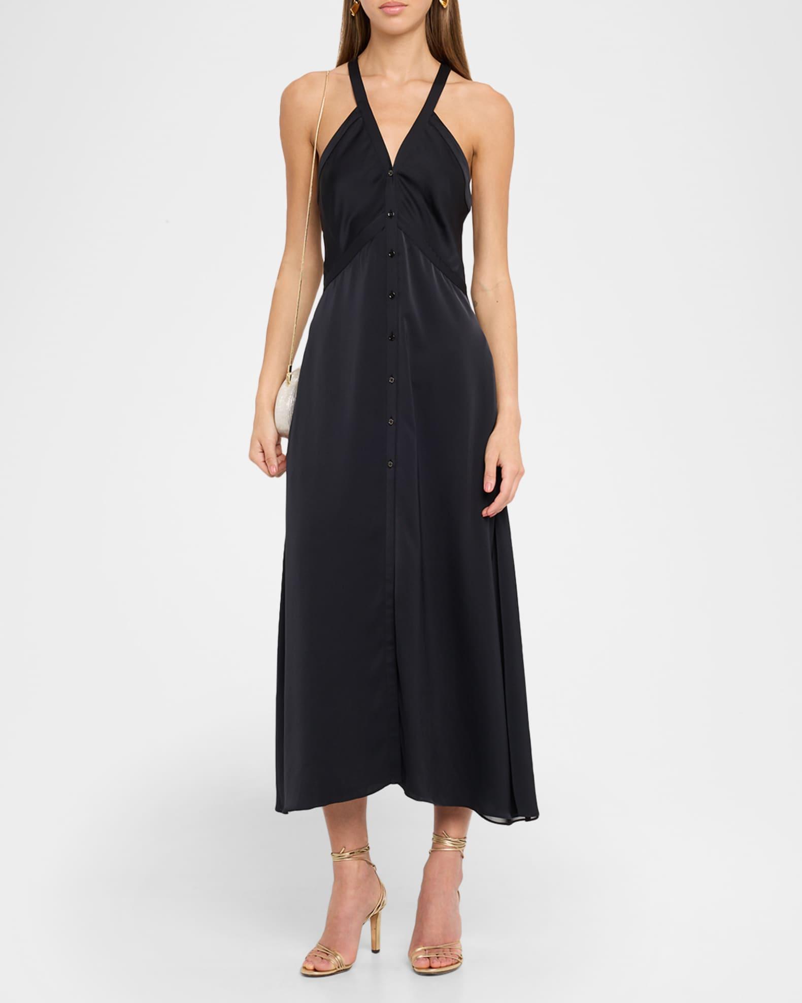 Cynthia Satin Button-Front Dress Product Image
