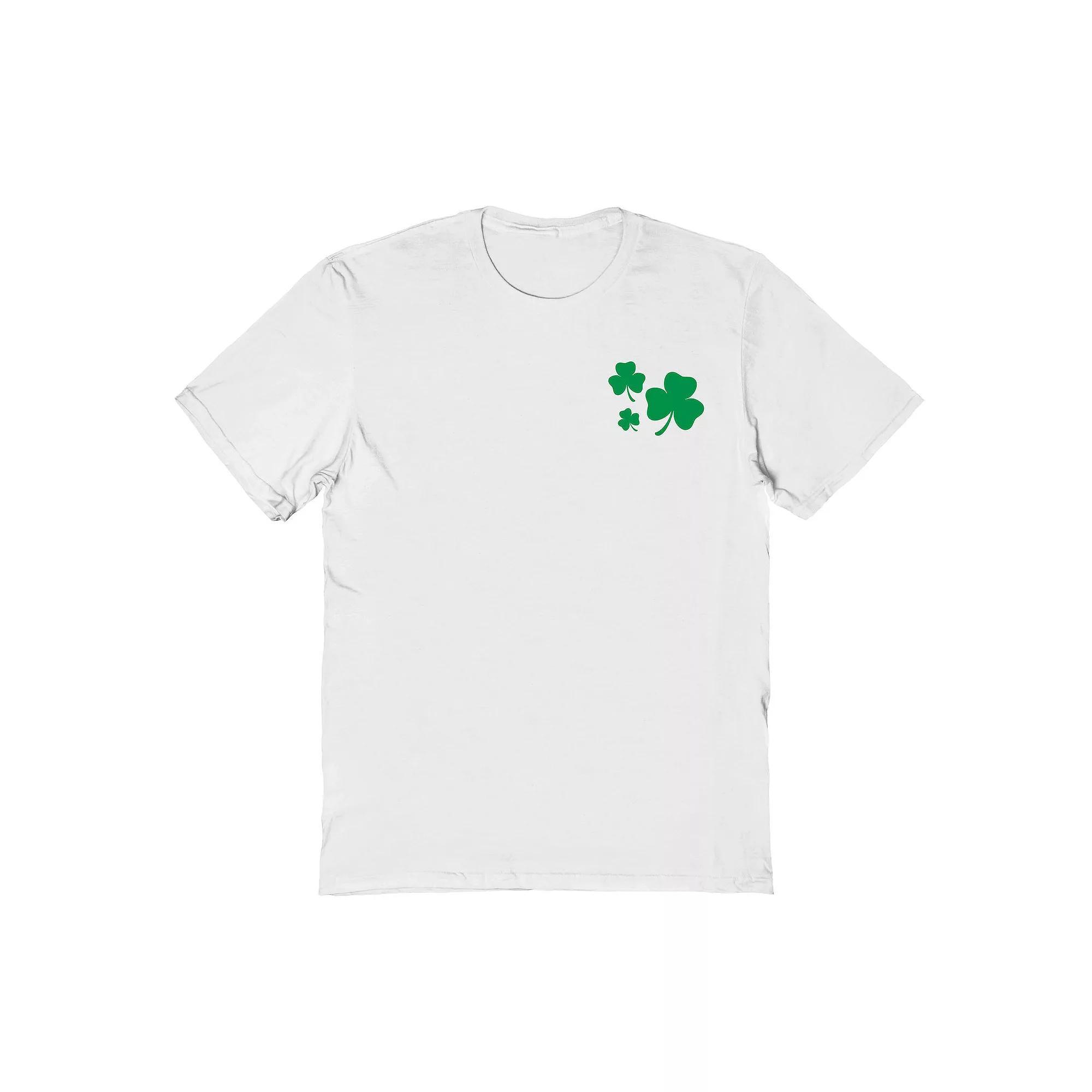 Men's St Patrick's Day Green Shamrock Pocket Graphic Tee, Size: XXL, White Product Image