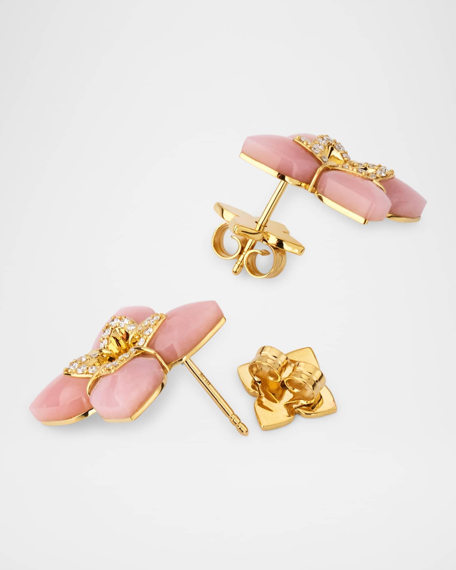 18K Yellow Gold Venetian Princess Stud Earrings with Diamonds Product Image
