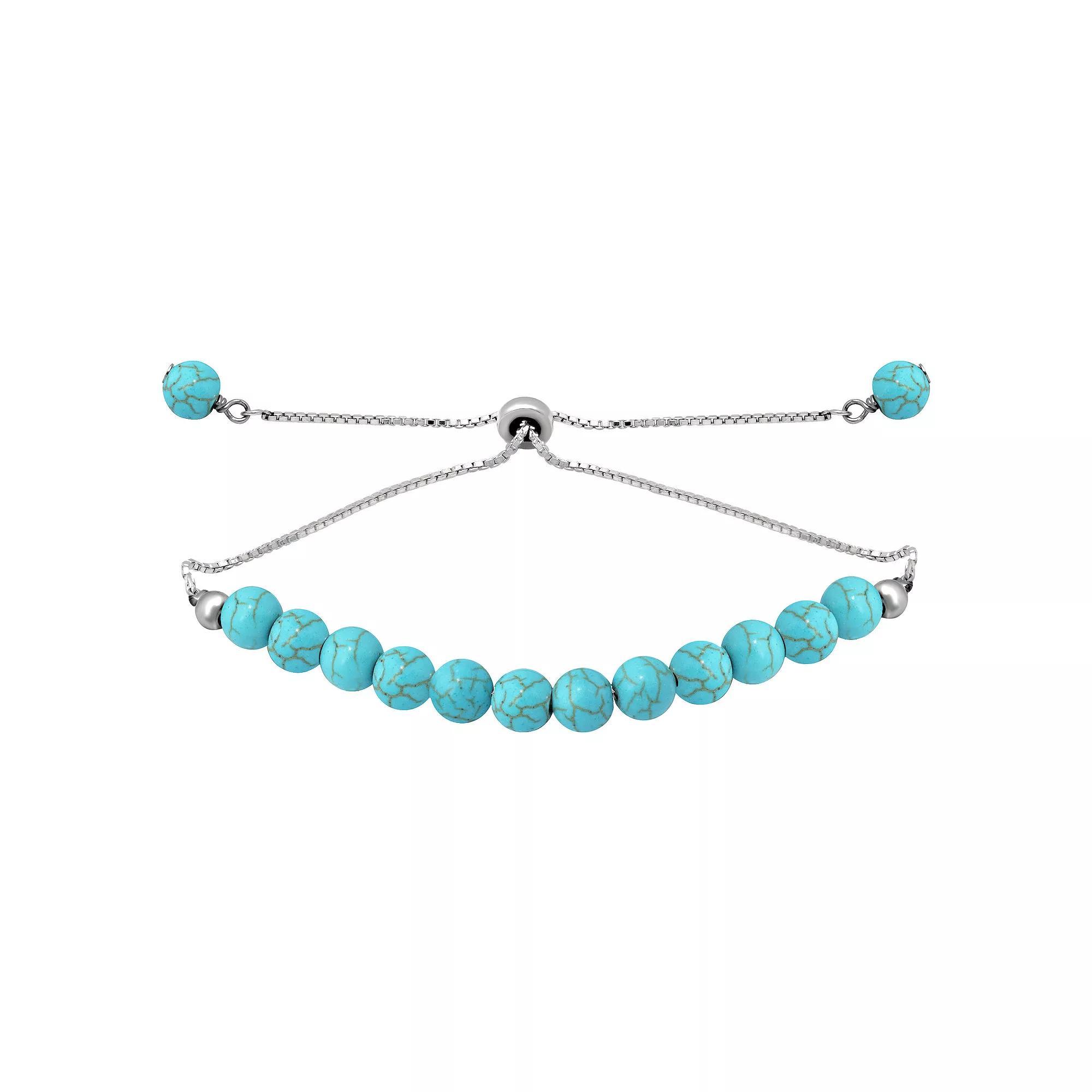 Aleure Precioso Gemstone Bead Frontal Adjustable Bracelet, Women's, Size: 10", Howlite Chryscolla Product Image