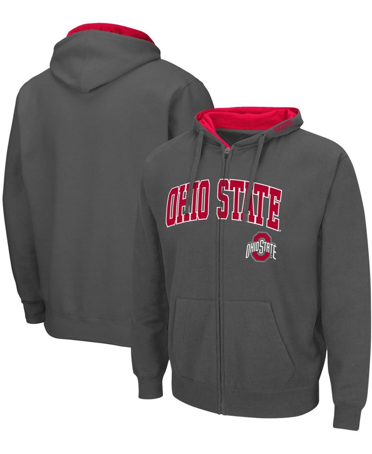 Men's Colosseum Heathered Gray Ohio State Buckeyes Arch & Logo 3.0 Full-Zip Hoodie, Size: Large, Grey Product Image