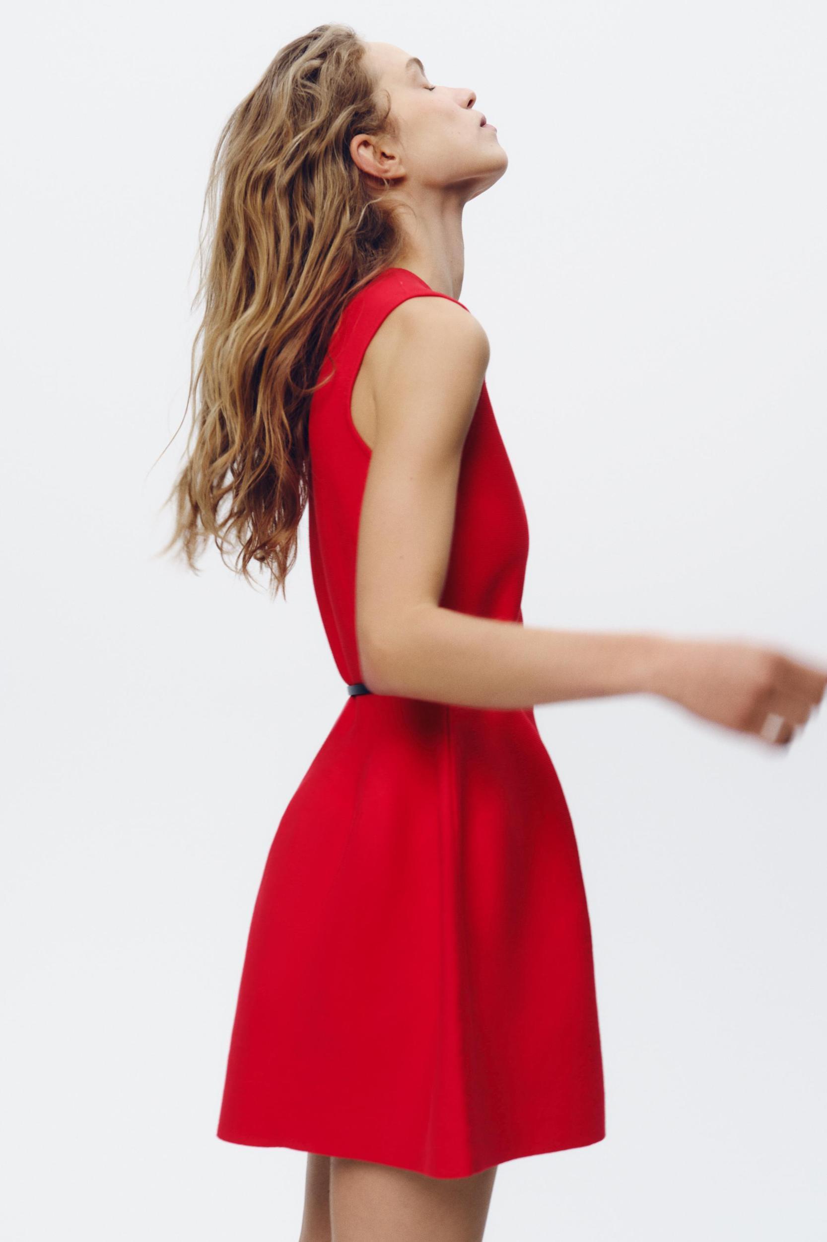 BELTED KNIT MINI DRESS Product Image