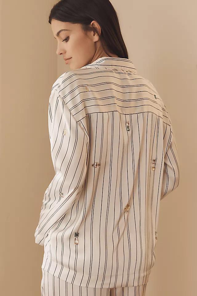 By Anthropologie Silky Bejeweled Pajama Top Product Image
