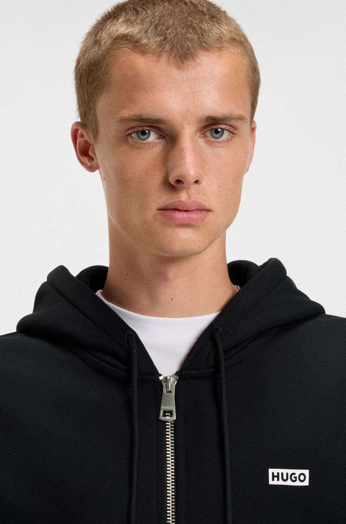 Cotton-terry hoodie with logo prints Product Image