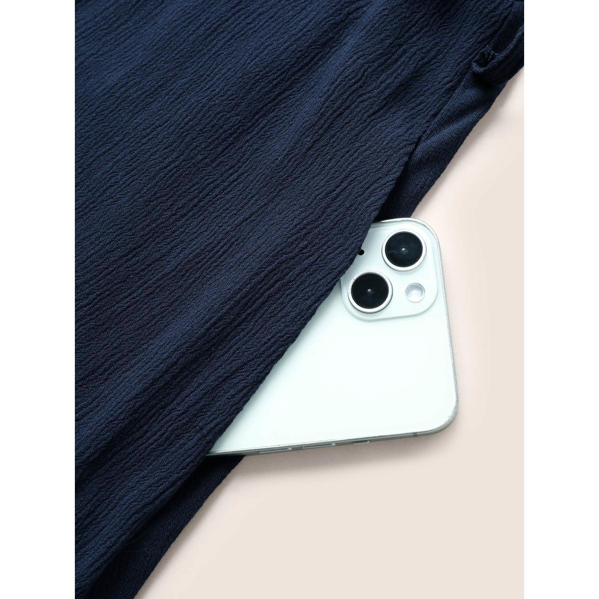 Belted Shirt Collar Button Plus Size Shirtdress Women Workleisure Plain Sleeve Short Sleeve Shirt Collar Pocket Workwear Long Dress BloomChic Product Image