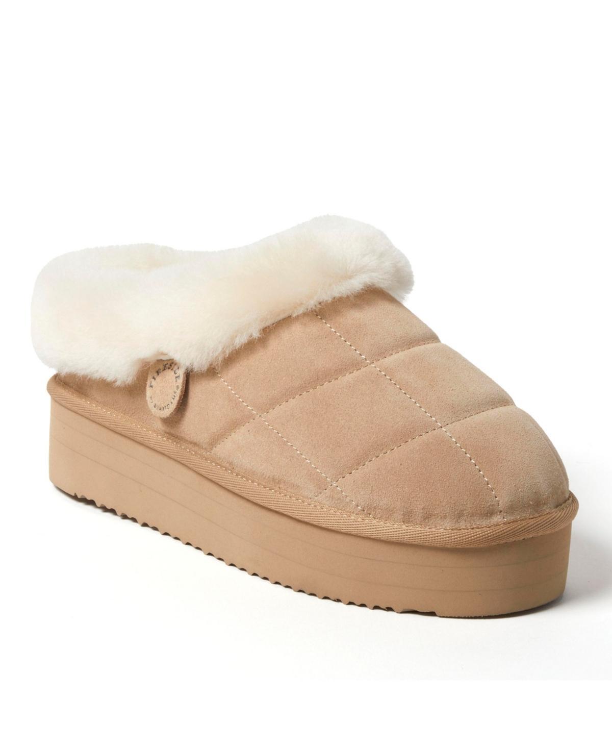 Fireside by Dearfoams Bendigo Womens Puff Platform Suede Clog Slippers Brown Product Image