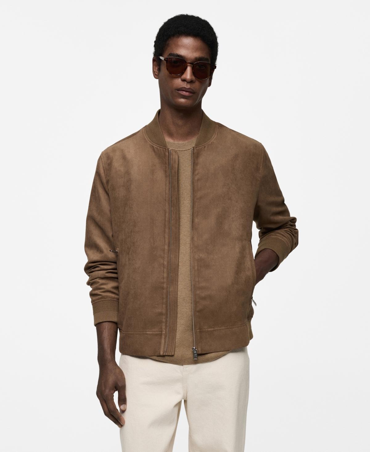 Suede-effect bomber jacket - Men | MANGO USA Product Image