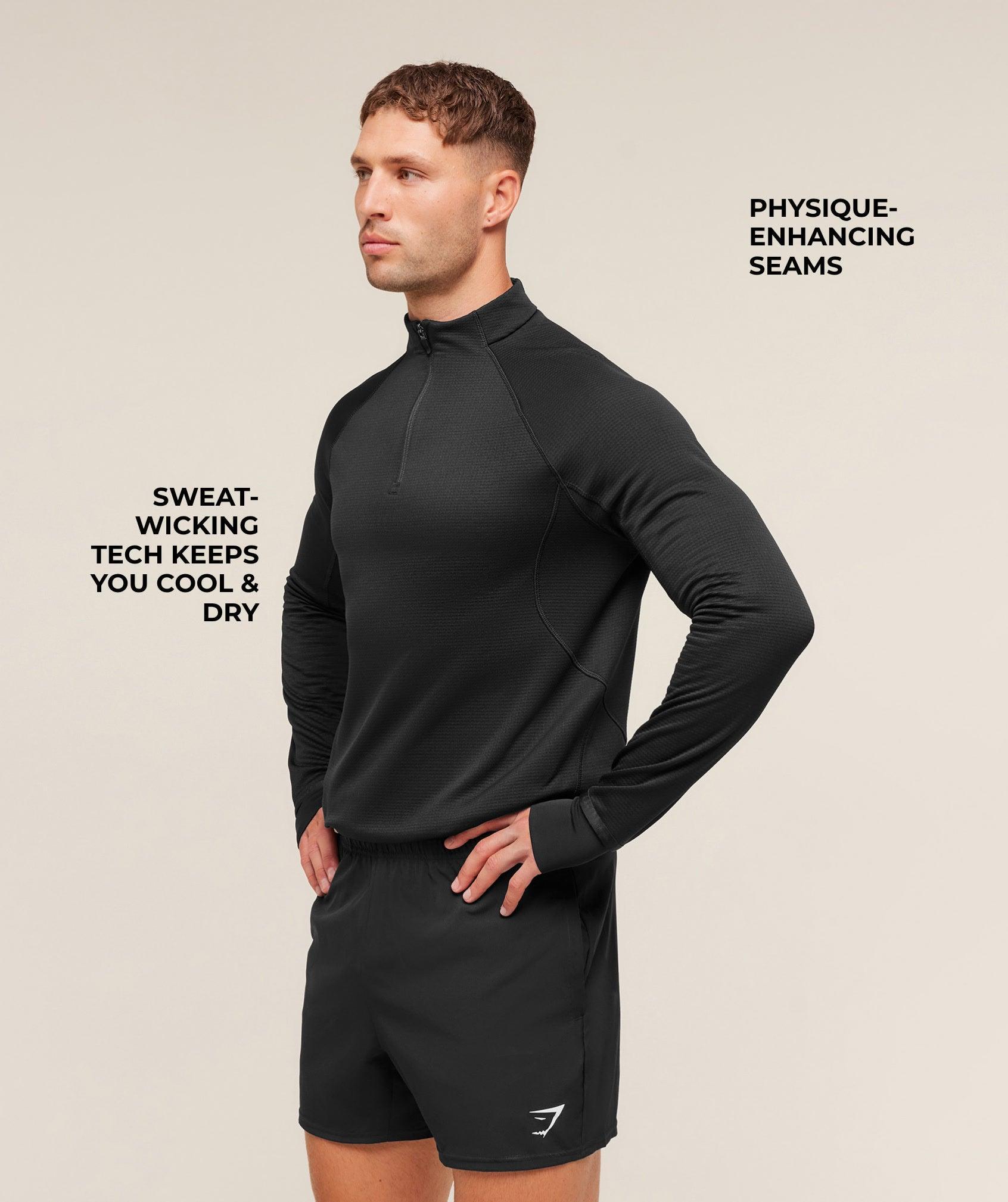 Gymshark Running 1/4 Zip - Black Male Product Image