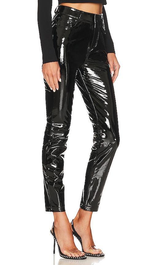 Womens Mid-Rise Faux Patent Leather Skinny Ankle Pants Product Image