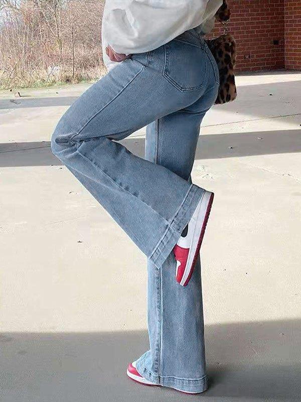 Mid Waist Washed Boyfriend Jeans Product Image
