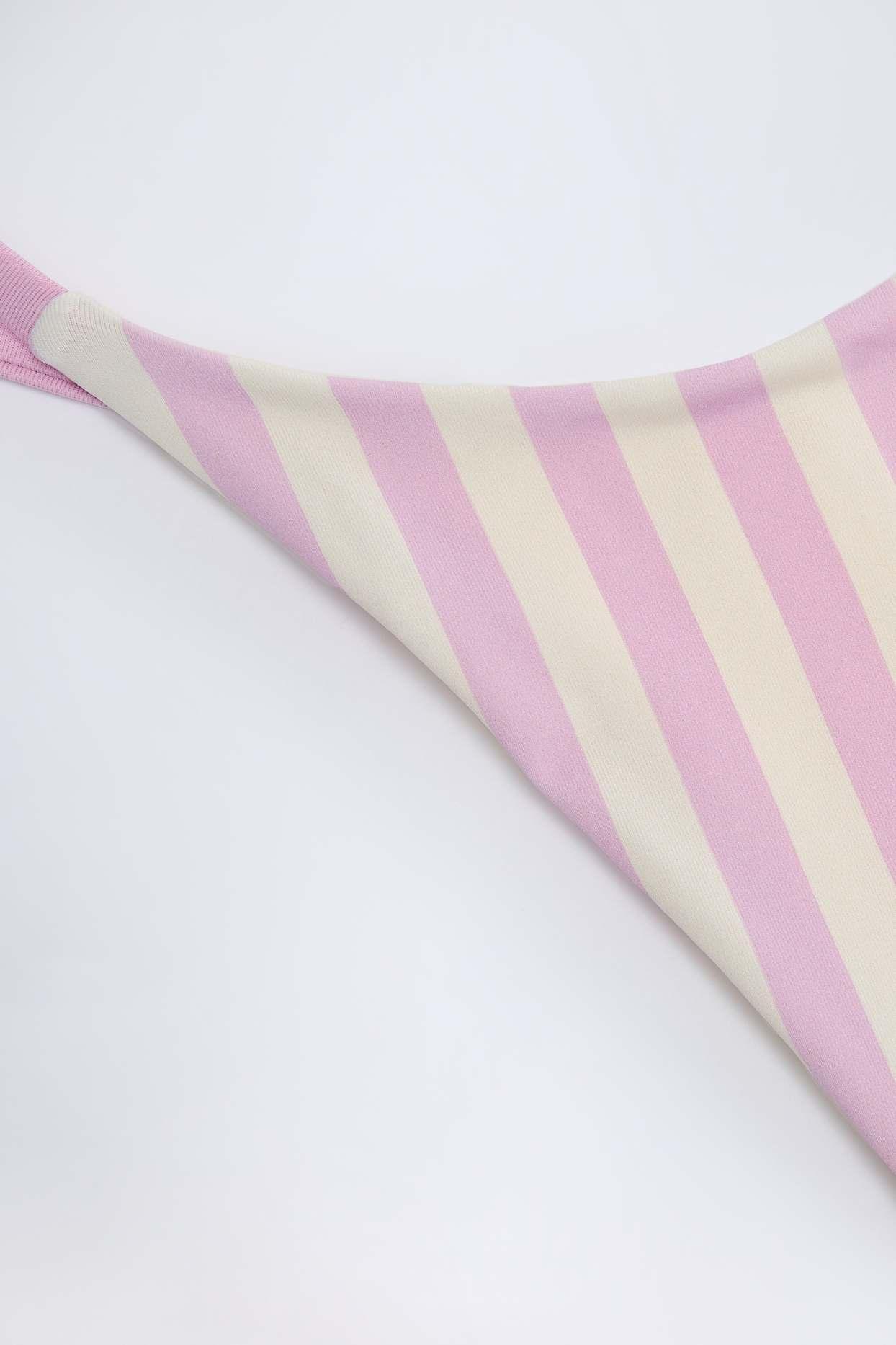 Side-Tie Thong Bikini Bottoms in Mauve Stripe Product Image