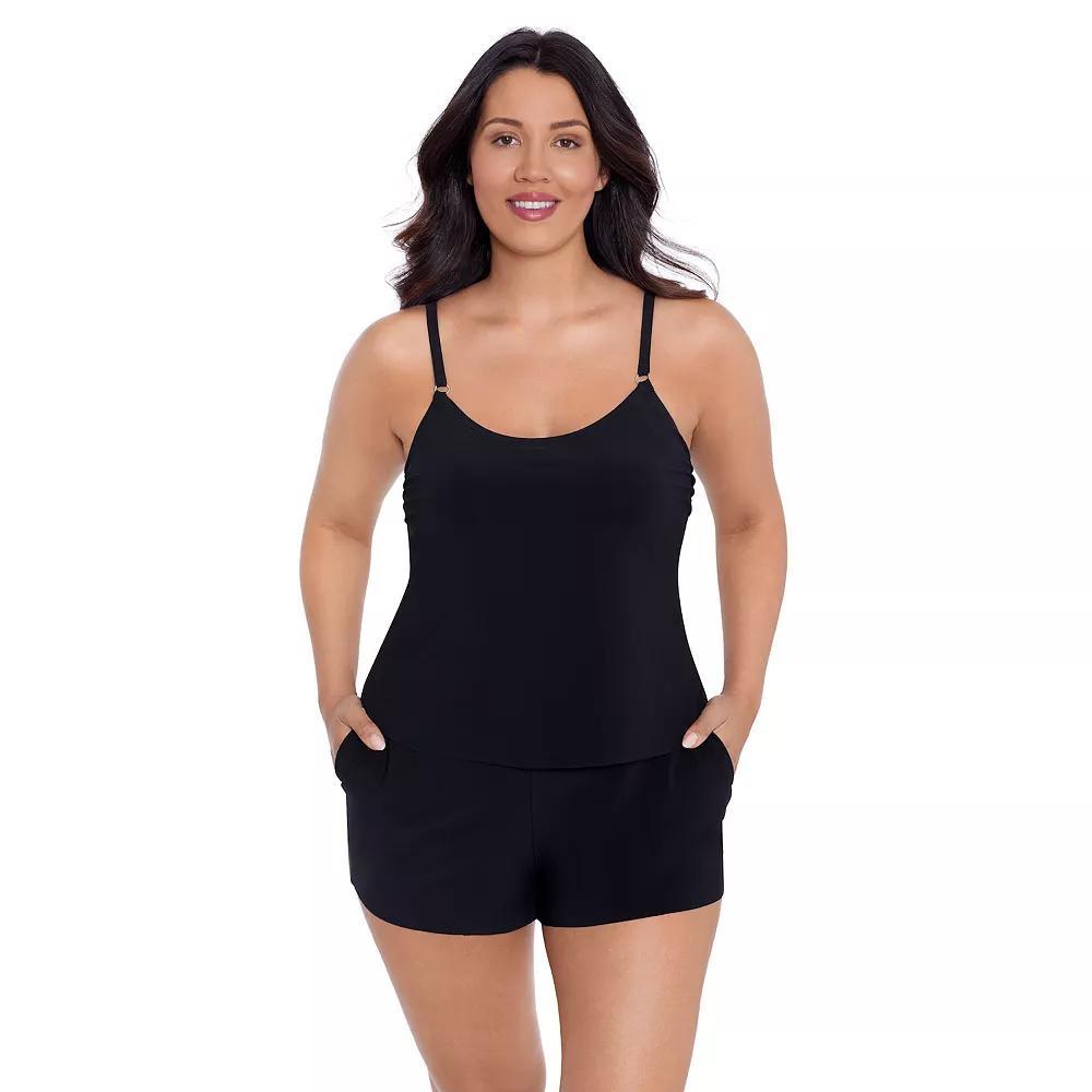 Women's Trimshaper Farrah Swim Romper, Size: 12, Black Product Image