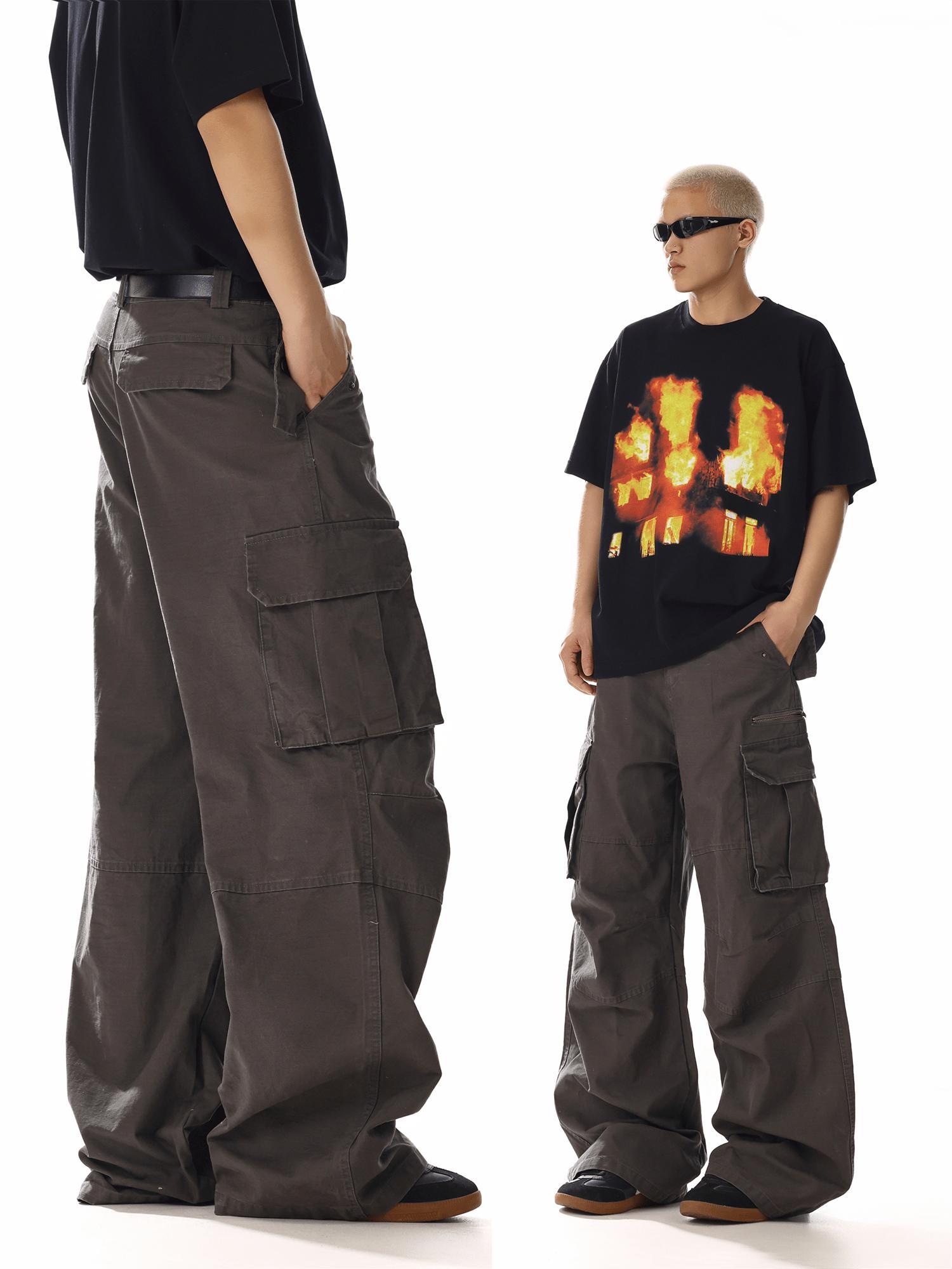 RT No. 19830 DARK COFFEE CARGO STRAIGHT PANTS Product Image