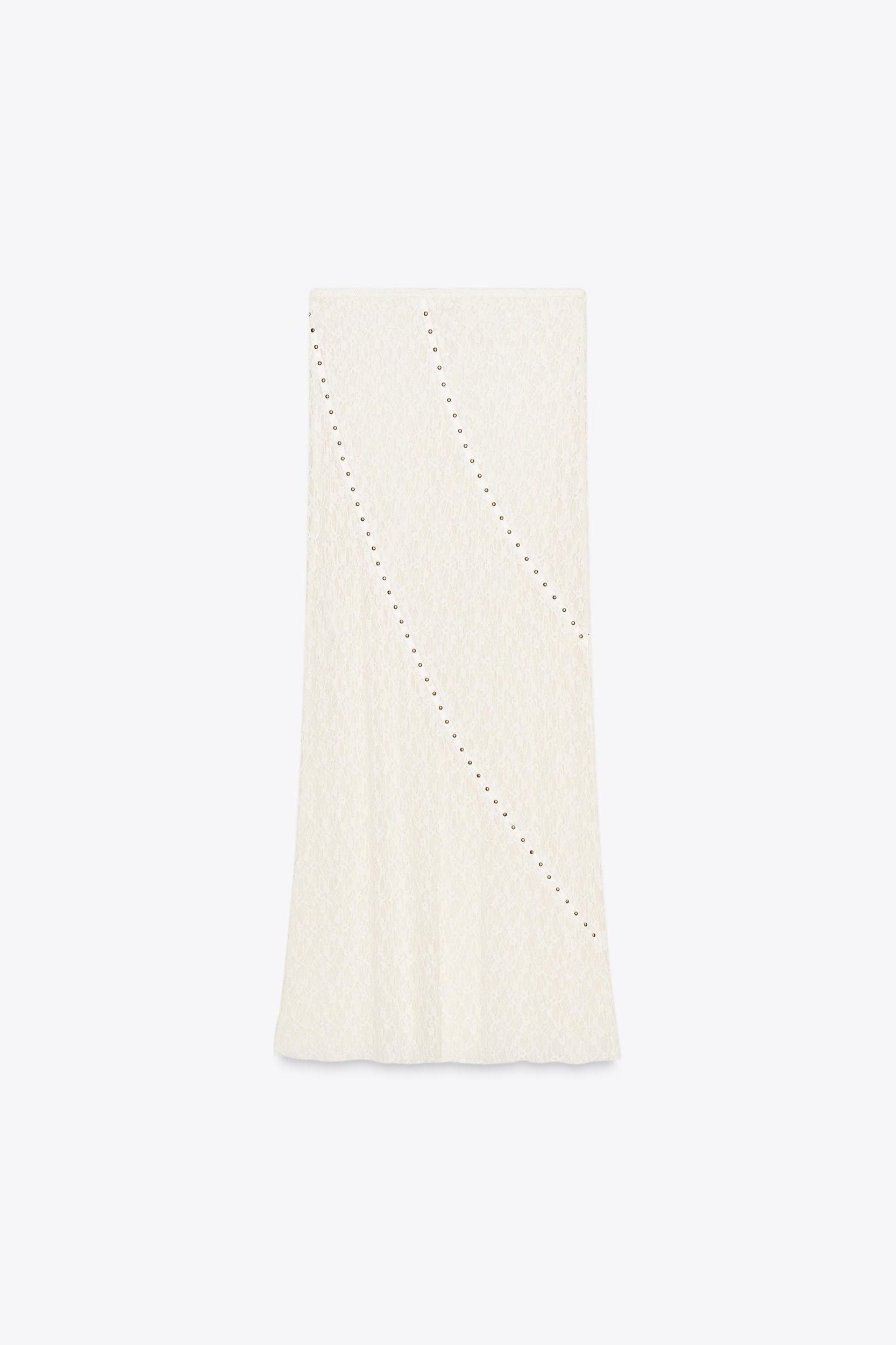 STUDDED LACE MIDI SKIRT Product Image