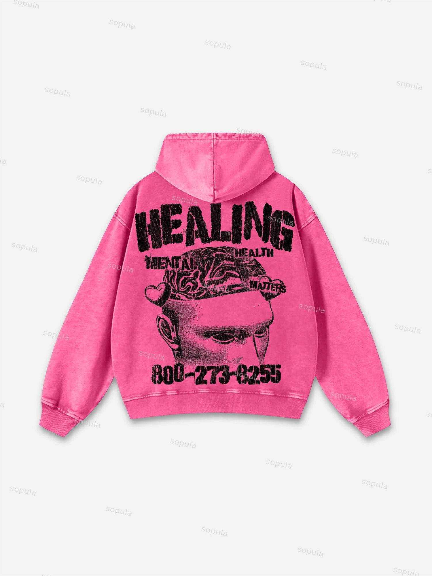 Mental Health Matters Healing Graphic Acid Wash Hoodie Product Image