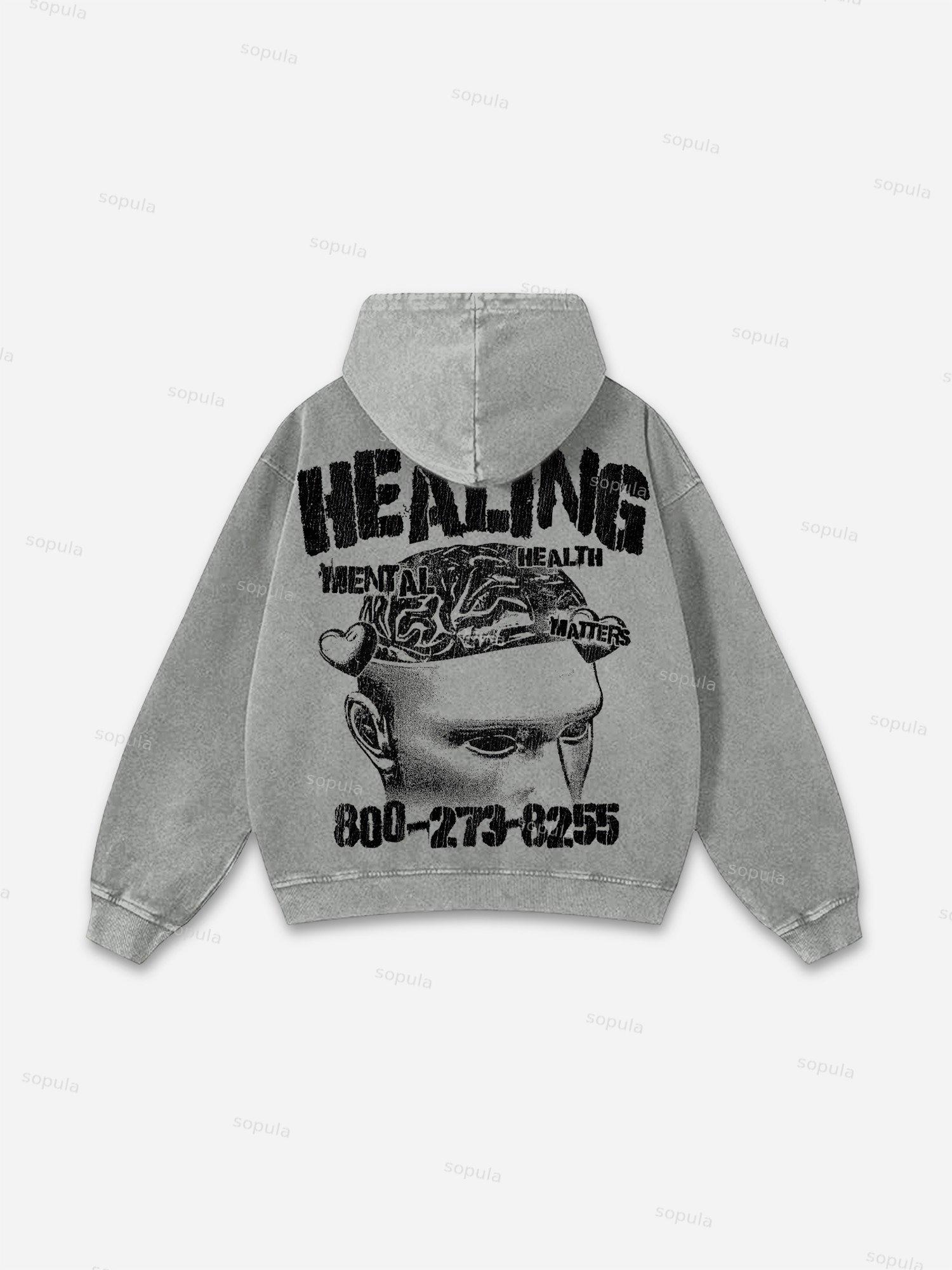 Mental Health Matters Healing Graphic Acid Wash Hoodie Product Image