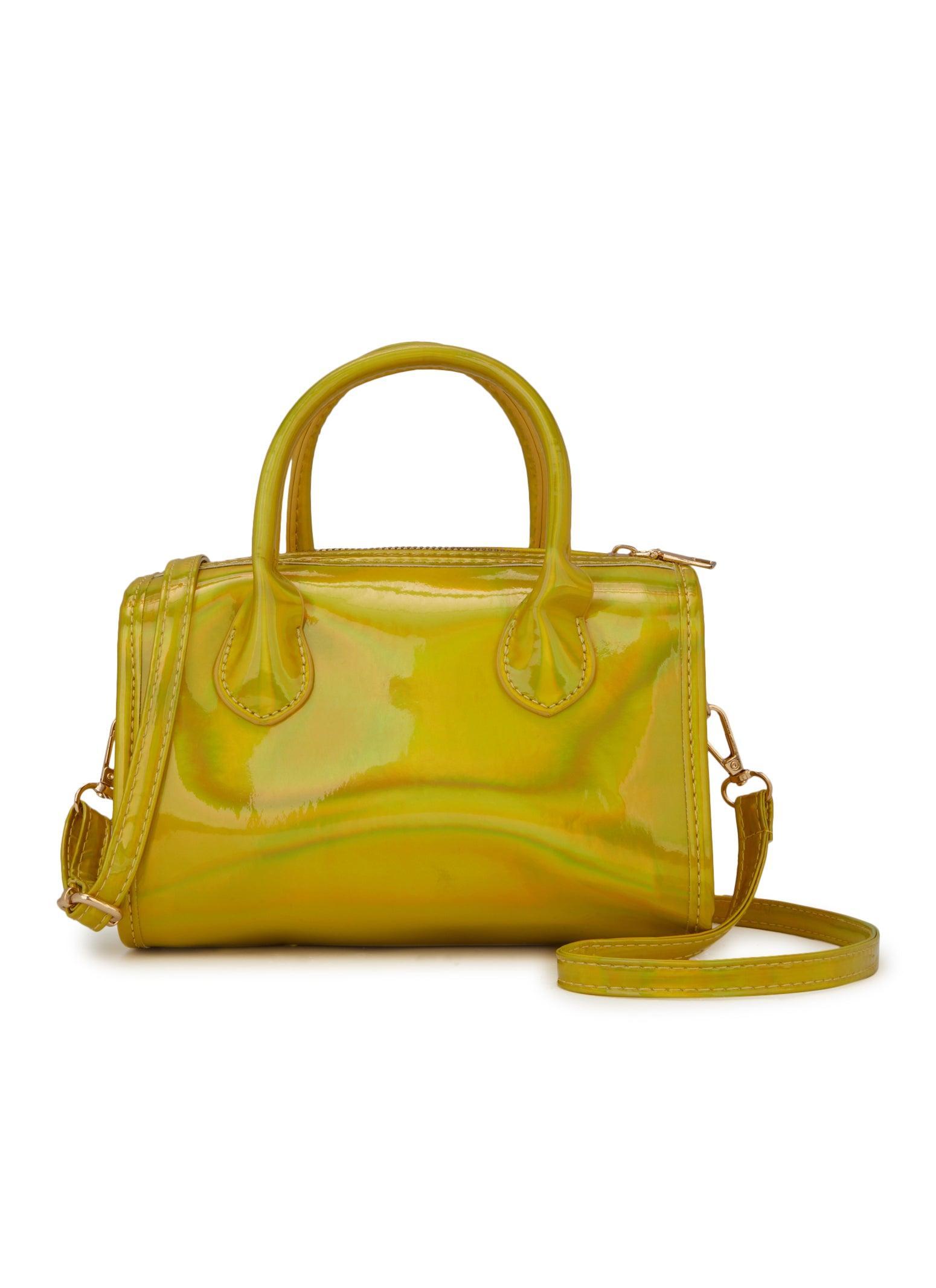 Faux Patent Leather Convertible Top Handle Crossbody Bag Female Product Image