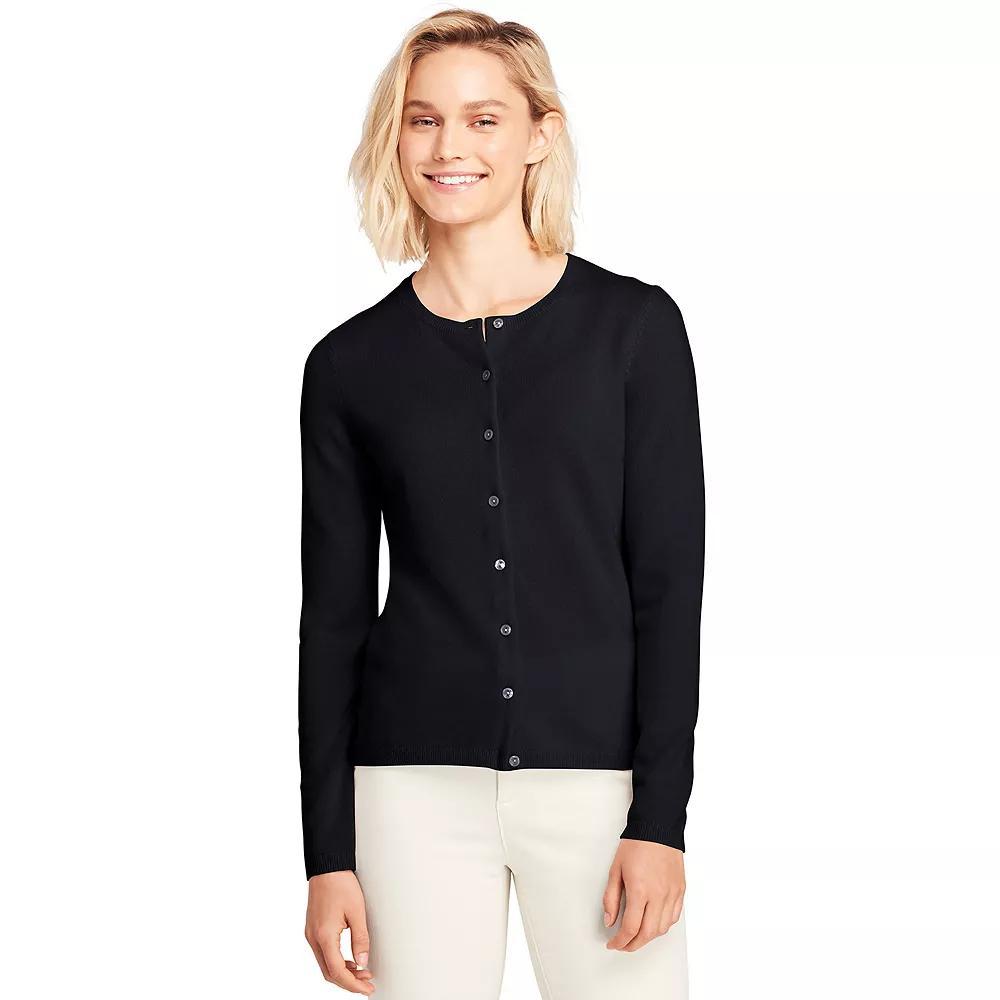 Women's Lands' End Classic Cashmere Cardigan Sweater, Size: Medium Tall, Black Product Image