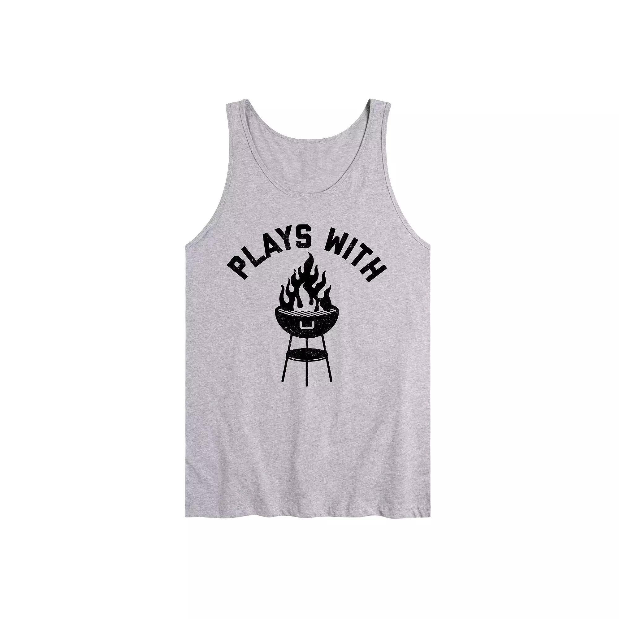 Mens Plays With BBQ Fire Tank Top Product Image