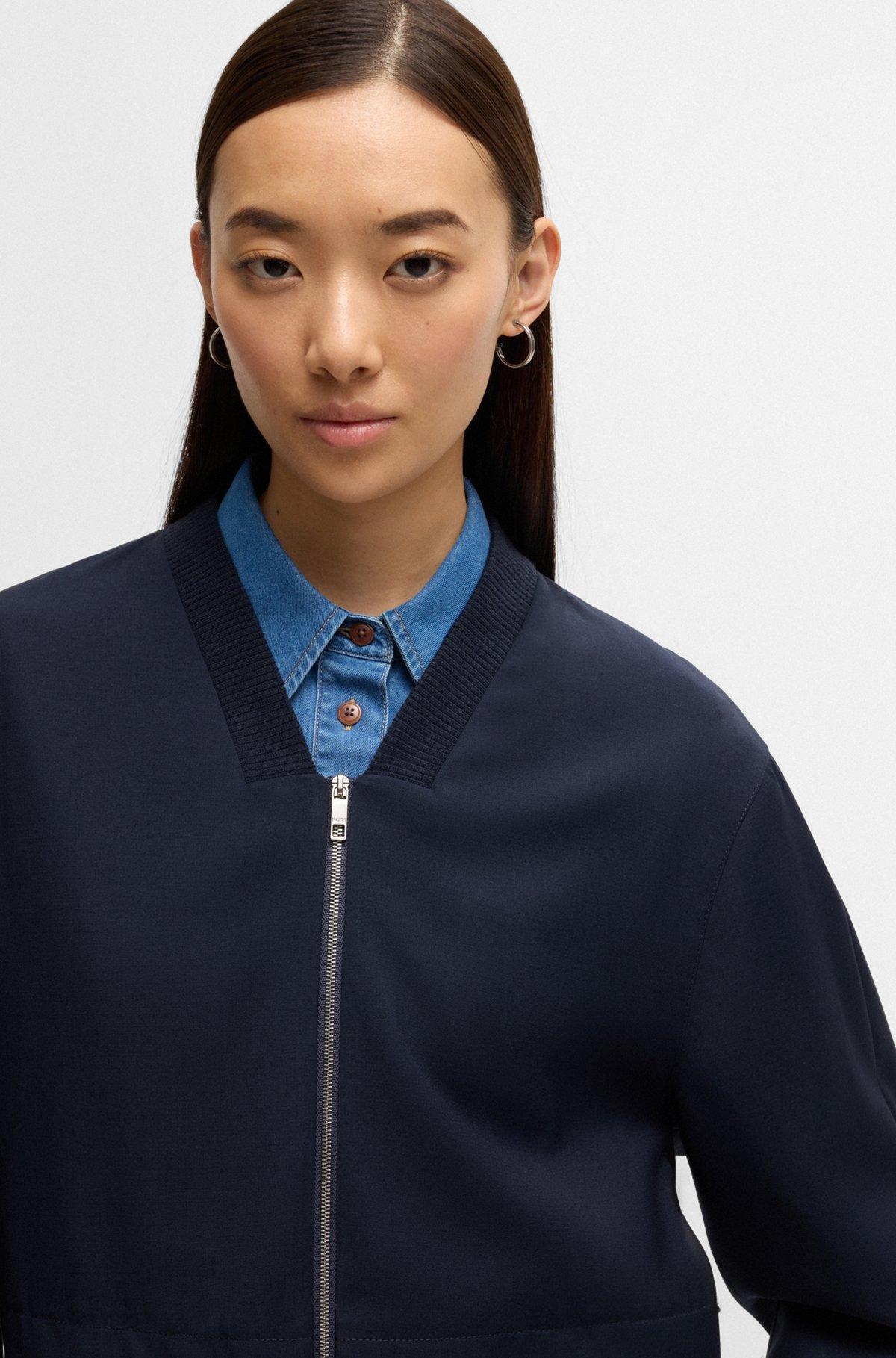 BOSS - Oversize-fit jacket with layered effect - Dark Blue Product Image