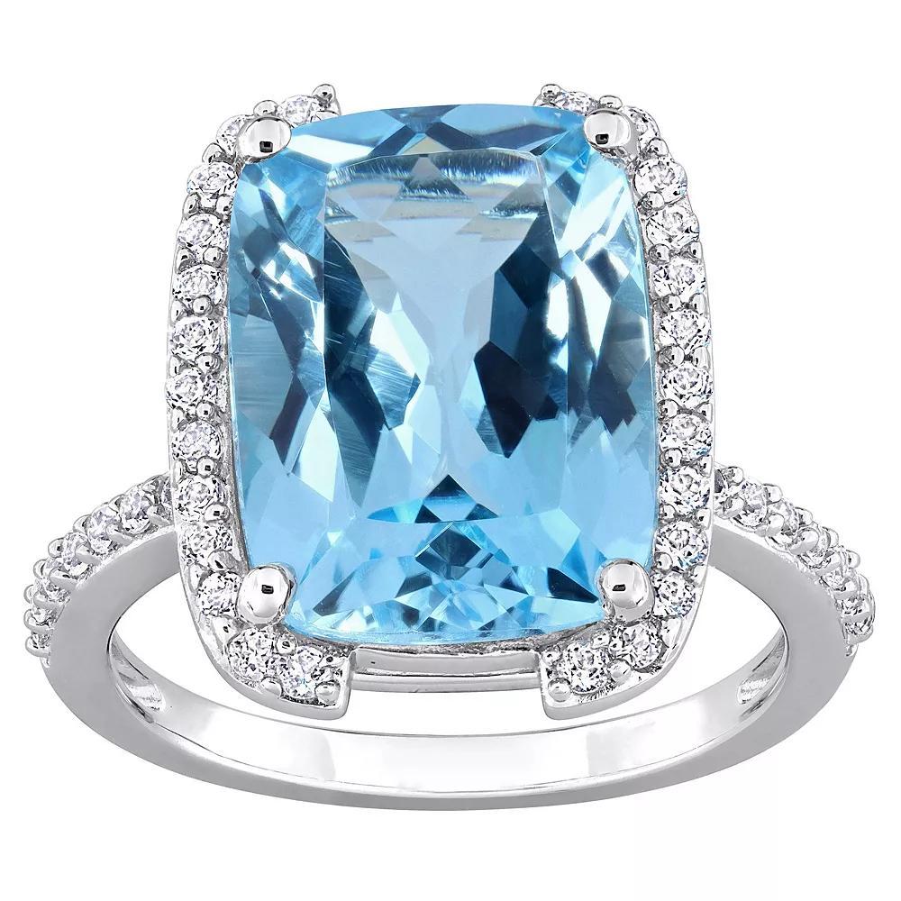 Stella Grace Sterling Silver Sky Blue Topaz & White Topaz Bracket Cocktail Ring, Women's, Size: 8 Product Image