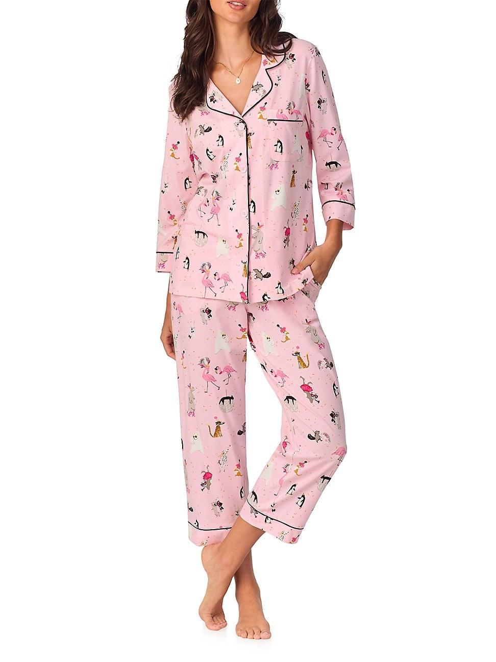 Womens 3/4-Sleeve Cropped Pajama Set Product Image