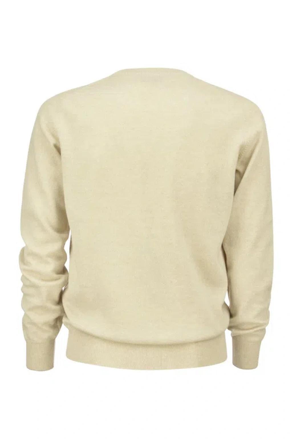 BRUNELLO CUCINELLI Pure Cashmere Crew-neck Sweater In White Product Image