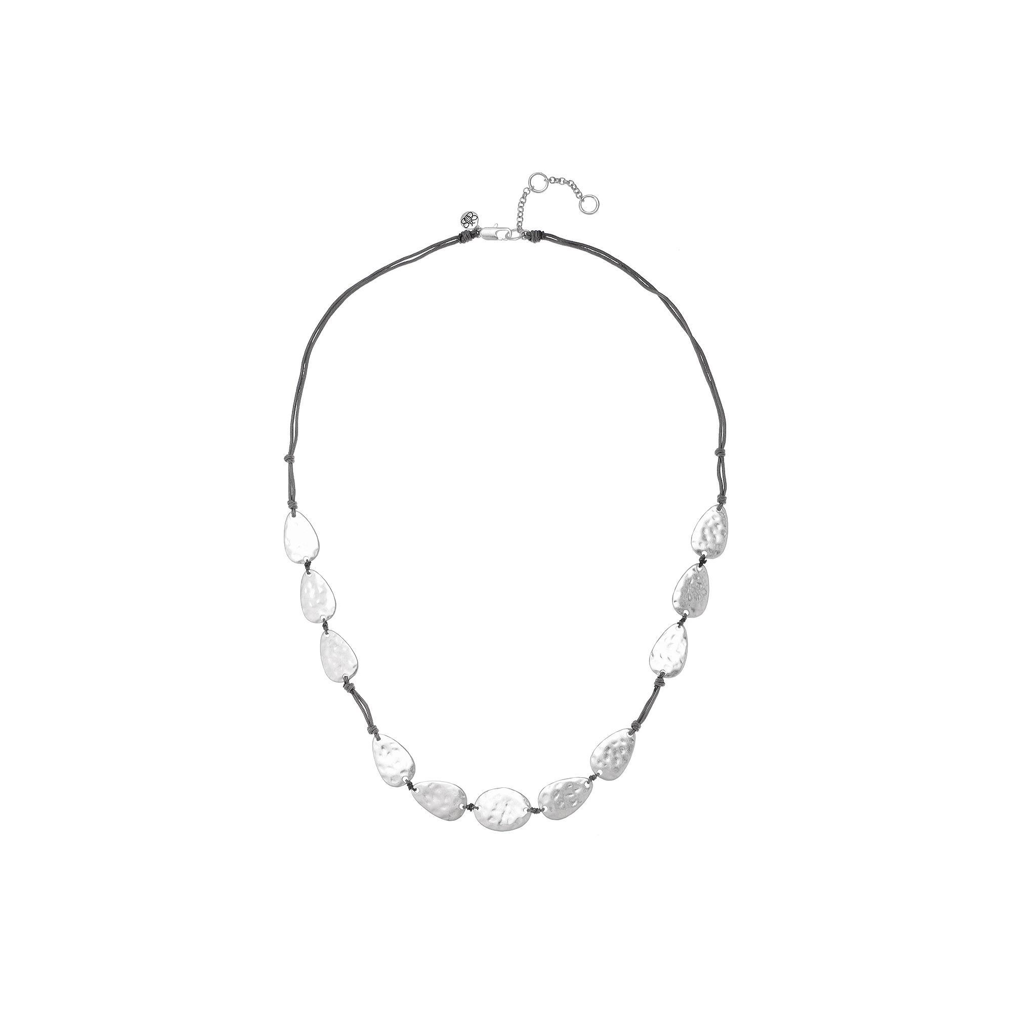 Bella Uno Silver Tone Metal Teardrop Discs Necklace, Womens Product Image