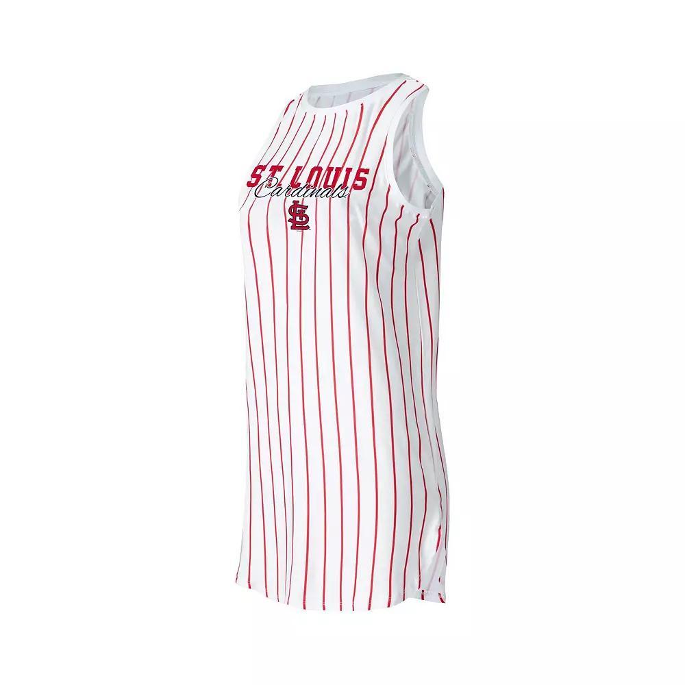 Women's Concepts Sport White St. Louis Cardinals Reel Pinstripe Knit Sleeveless Nightshirt, Size: Large Product Image