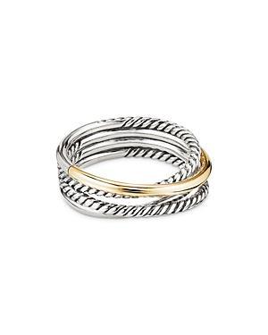 David Yurman Sterling Silver & 18K Yellow Gold Crossover Narrow Ring Product Image