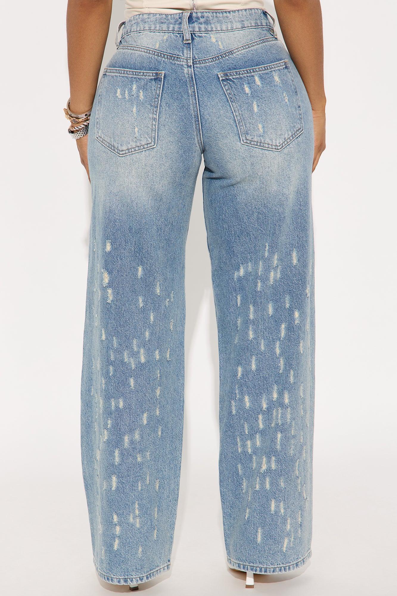 Left On Read Distressed Wide Leg Jeans - Medium Wash Product Image
