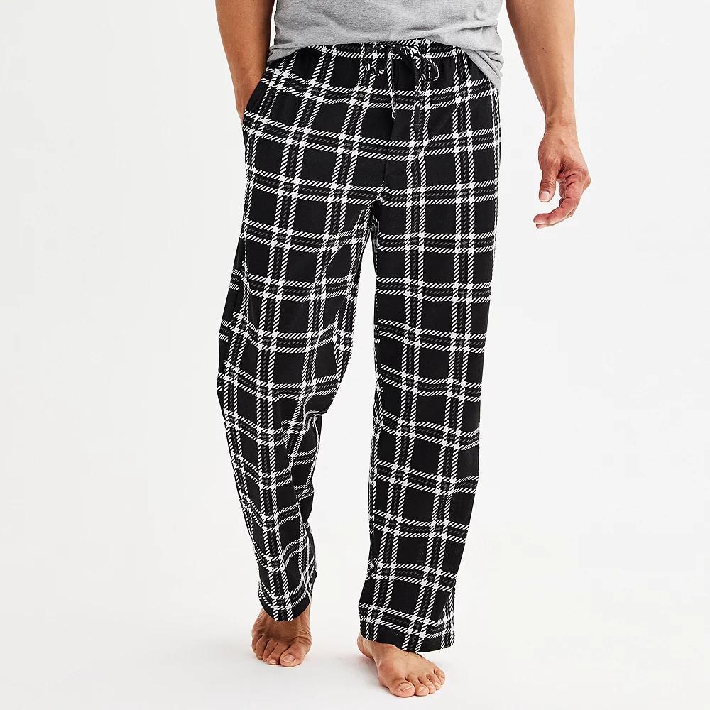 Men's Sonoma Goods For Life® Essential Knit Pajama Pants, Size: Large, Plaid White Black Product Image