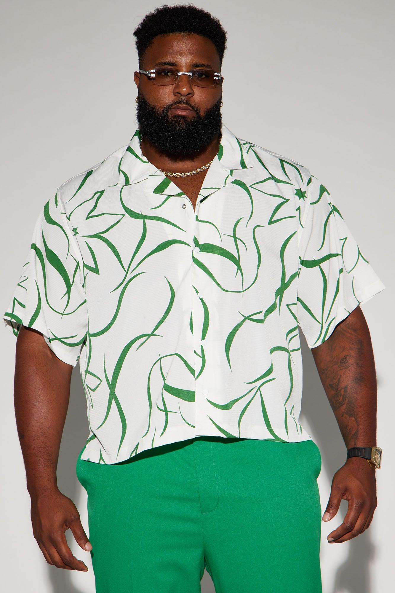 Sweet Leaf Cropped Button Up Shirt - Cream/combo Product Image