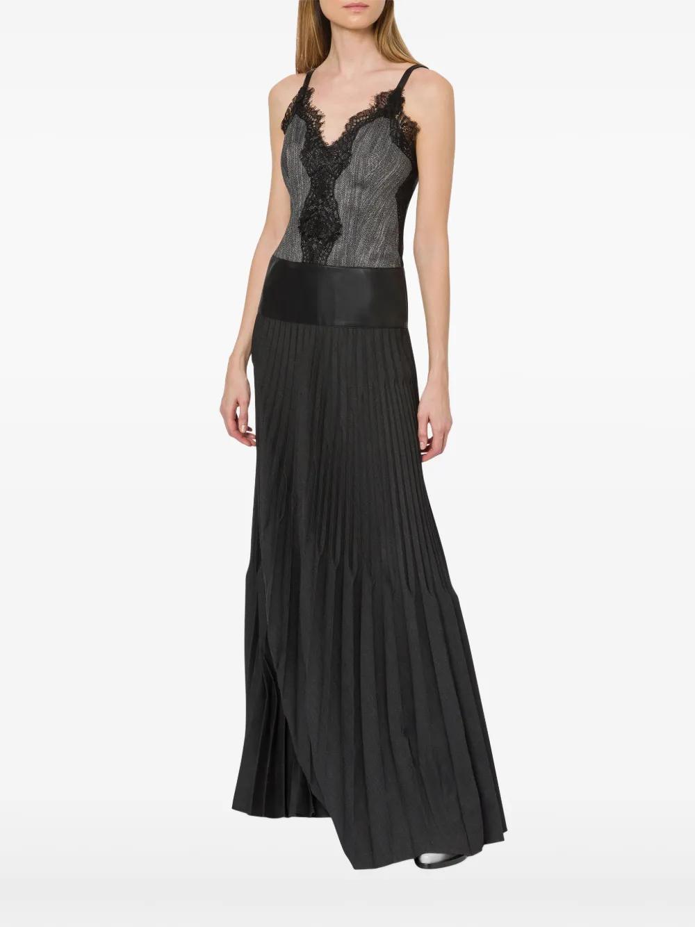 satin-trim long dress  Product Image