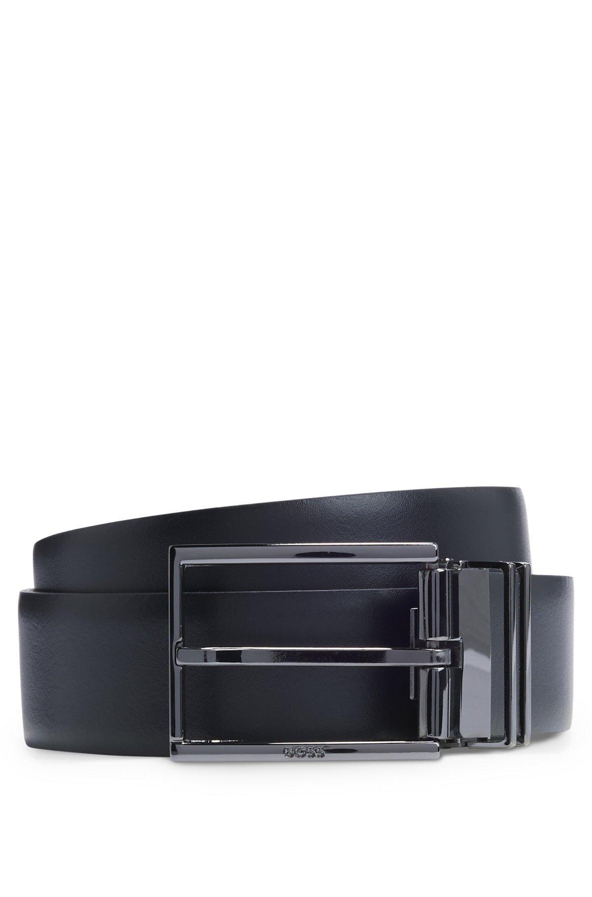 Reversible Italian-leather belt with interchangeable buckles Product Image