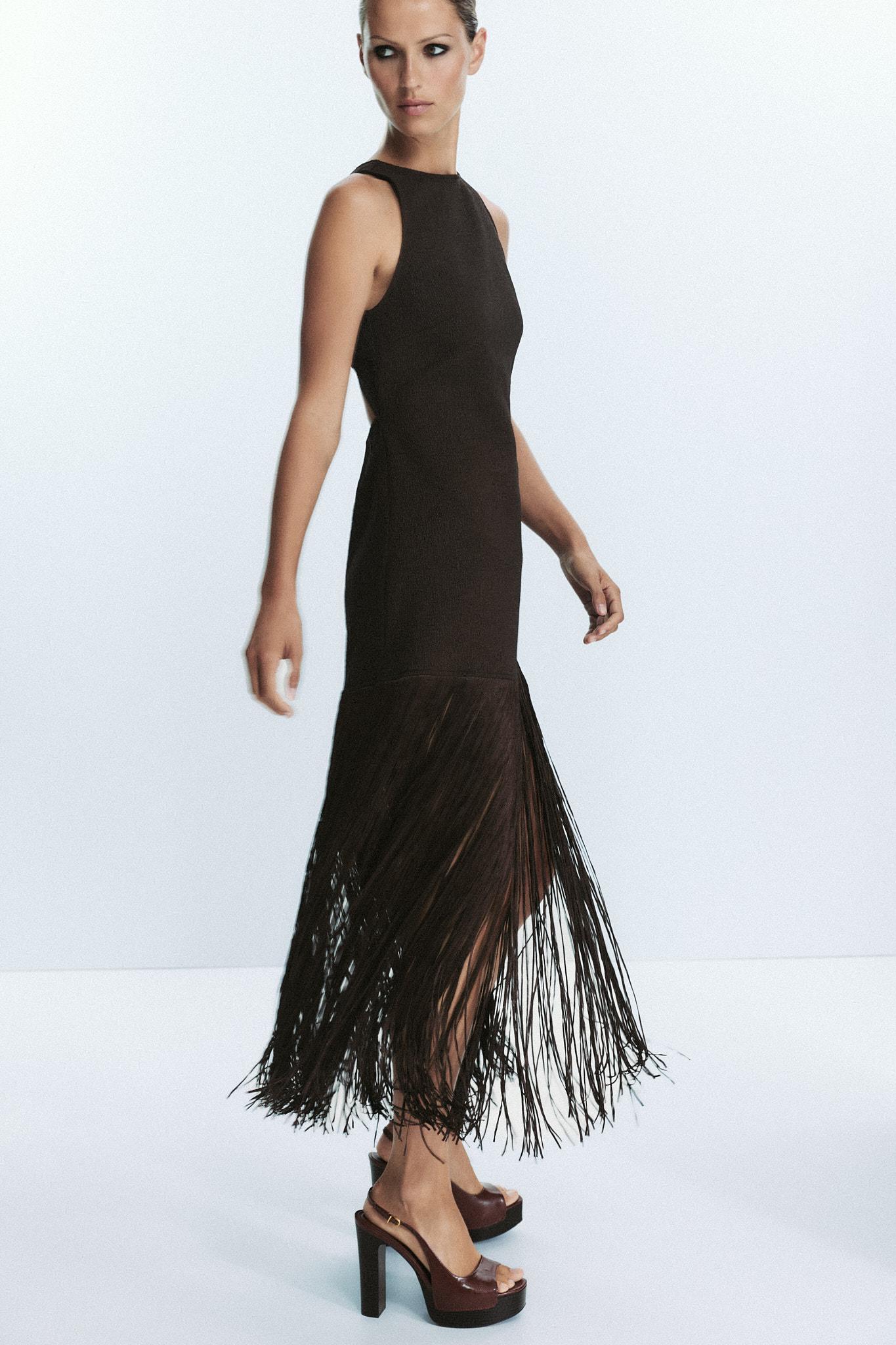 FRINGED FITTED DRESS Product Image