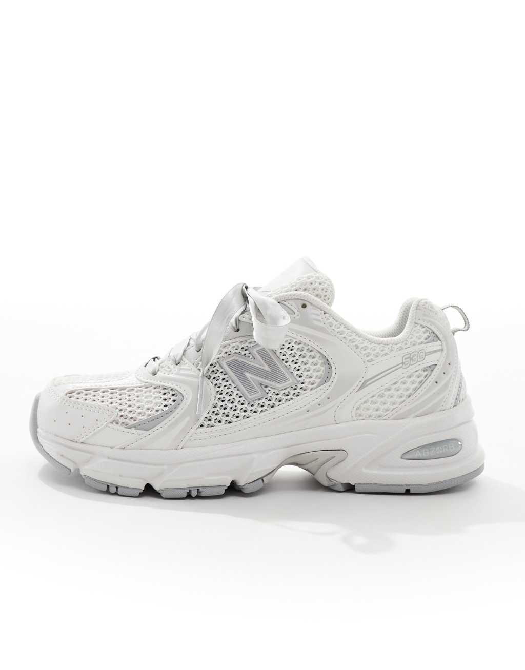 New Balance 530 sneakers with ribbon laces in silver - Exclusive to ASOS Product Image