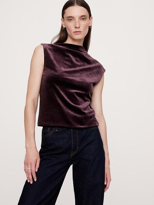 Bias-Cut Velvet Asymmetrical Top Product Image