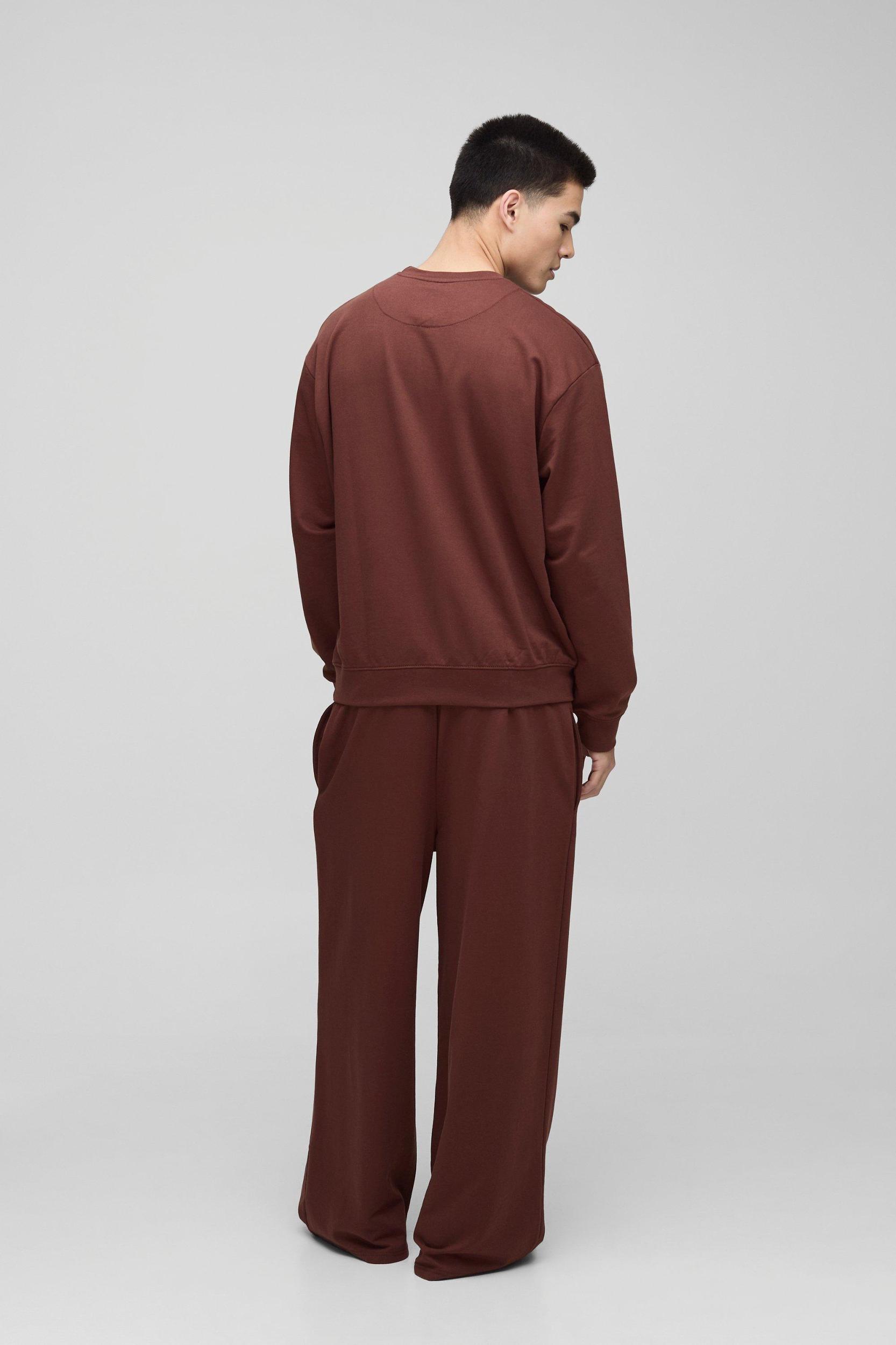 260GSM Loopback Basic Oversized Crew Neck Sweatshirt | boohooMAN USA Product Image