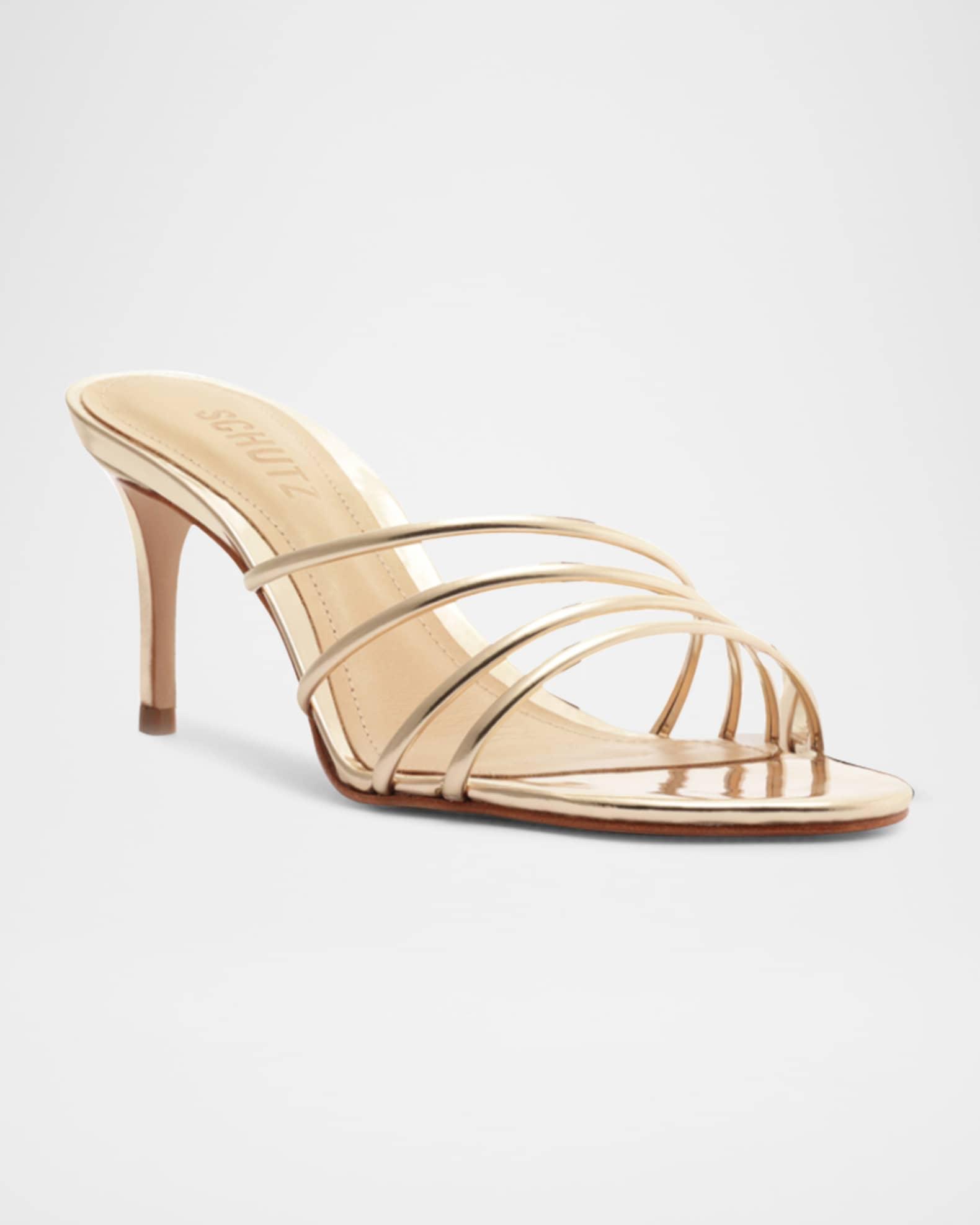 Inez Strappy Metallic Slide Sandals Product Image