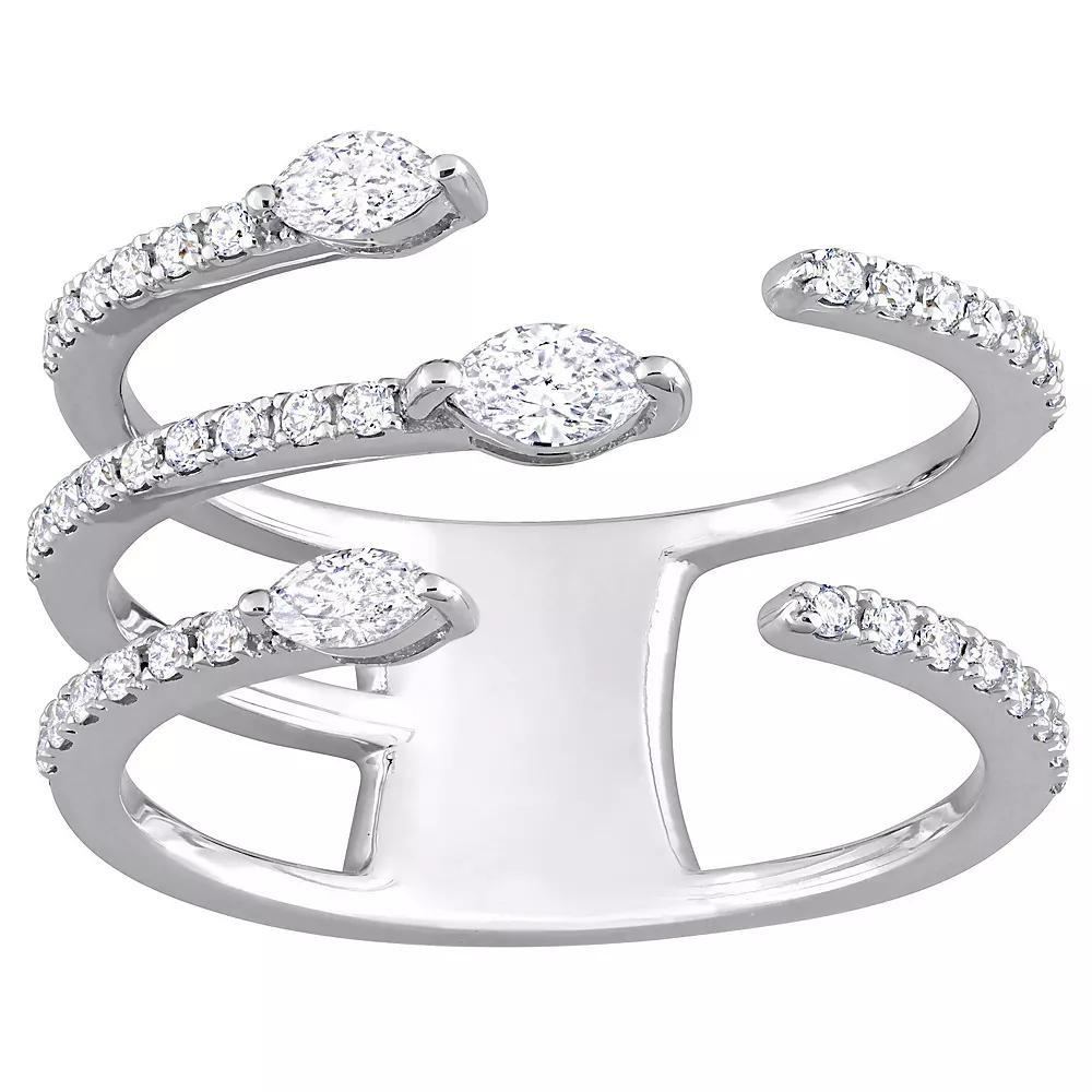 Stella Grace 14k White Gold 1/2 Carat T.W. Diamond 3-Row Ring, Women's, Size: 7 Product Image