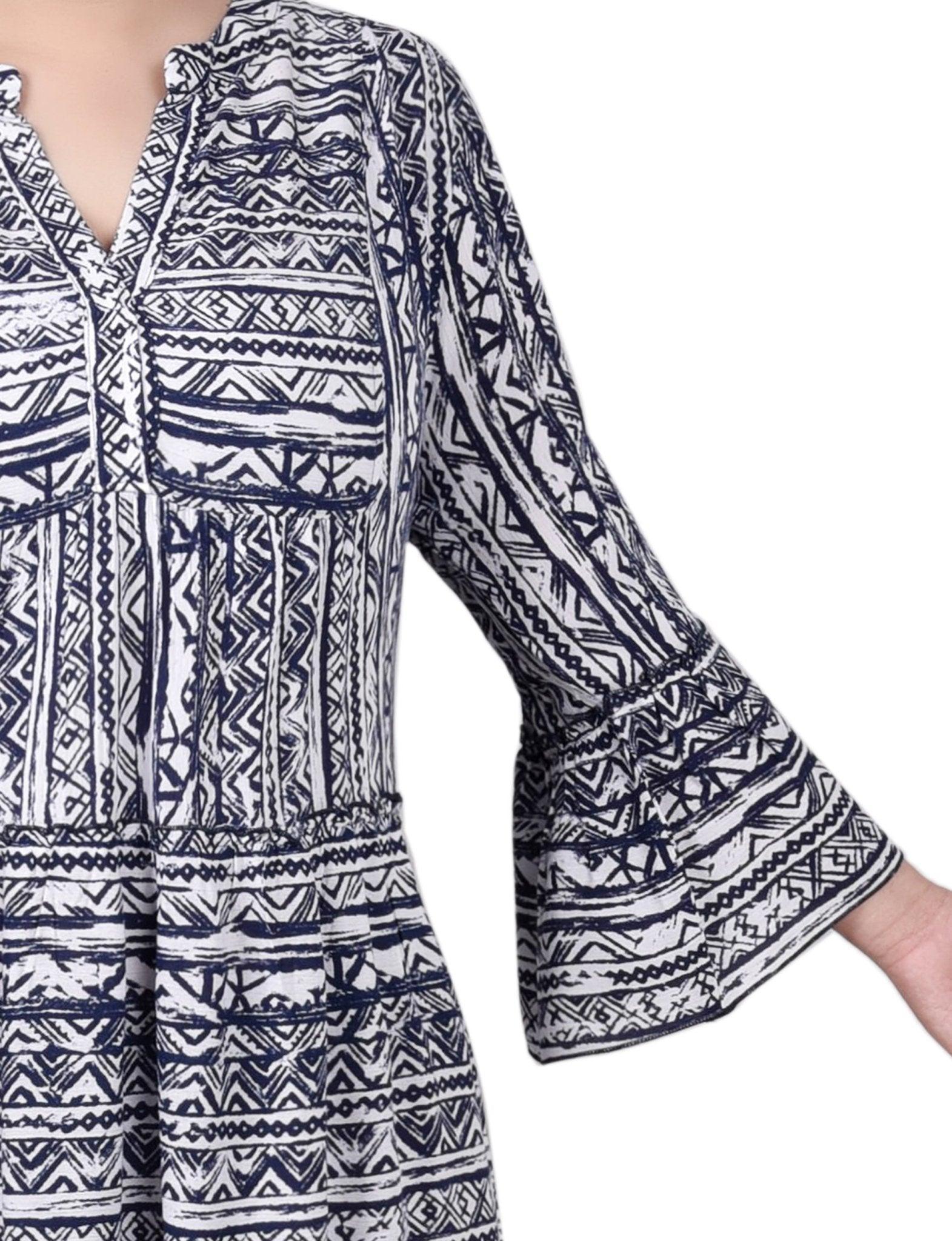 Navy Boho 3/4 Sleeve Tiered Dress - Plus Product Image