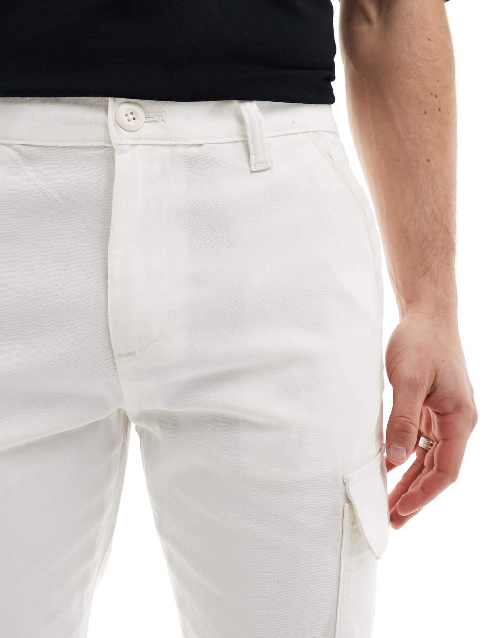 ASOS DESIGN skinny cargo pants in stone Product Image