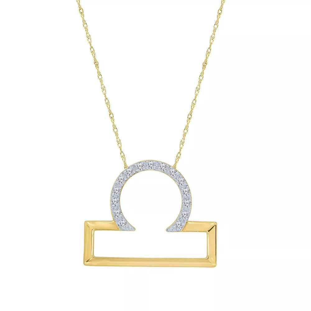 Sterling Silver 1/10 Carat T.W. Diamond Pave Libra Zodiac Pendant Necklace, Women's, Two Tone Product Image