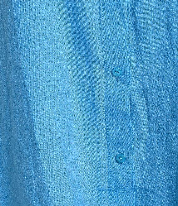 Eileen Fisher Plus Size Organic Handkerchief Linen Point Collar Long Sleeve Button-Front Shirt Product Image
