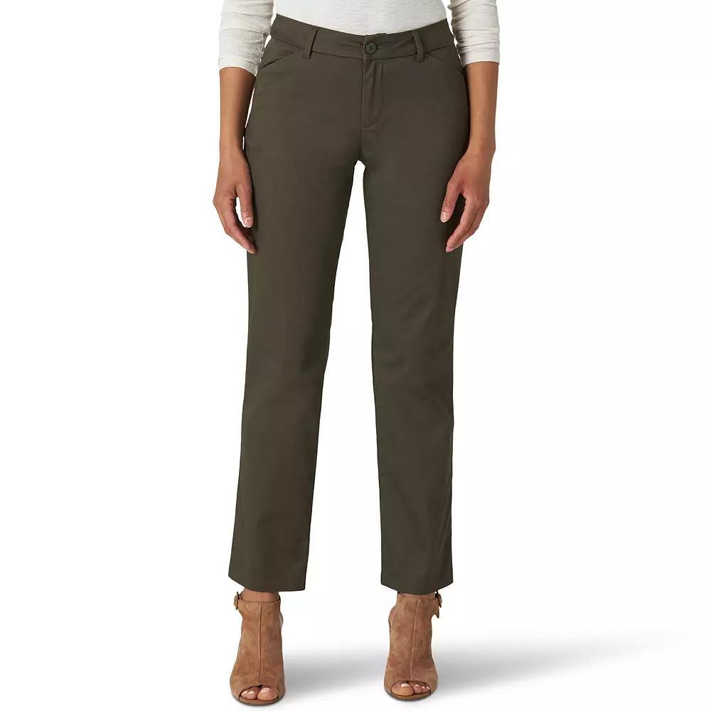 Women's Lee® Wrinkle-Free Relaxed Fit Straight-Leg Pants, Size: 6 Regular, Frontier Green Product Image